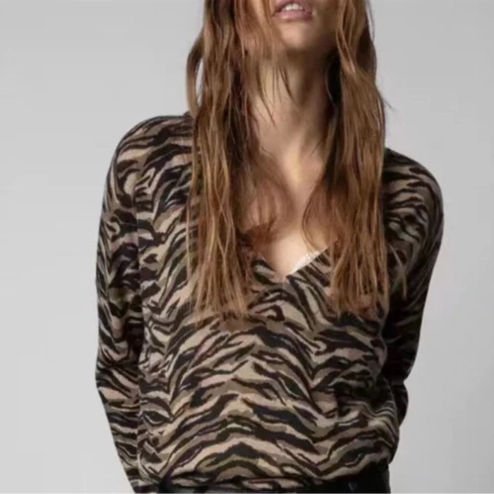 Zadig & Voltaire Bruny  Tiger Cashmere Sweater Jumper Pullover Size M/L